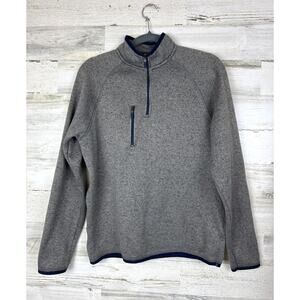 Johnnie-O Mens S Dark Gray 1/4 Zip Collared Long Sleeve Pullover Casual Sweater